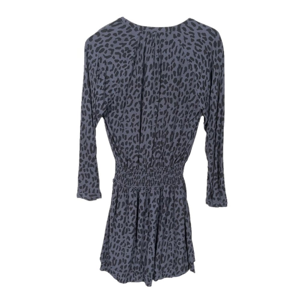 Rails Jasmine Azure Leopard Long Sleeve Smocked Waist Dress Size Small - Picture 2 of 4